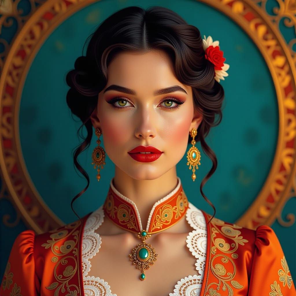 Elegant Woman: Hyper-Realistic Painting in Futuristic Style