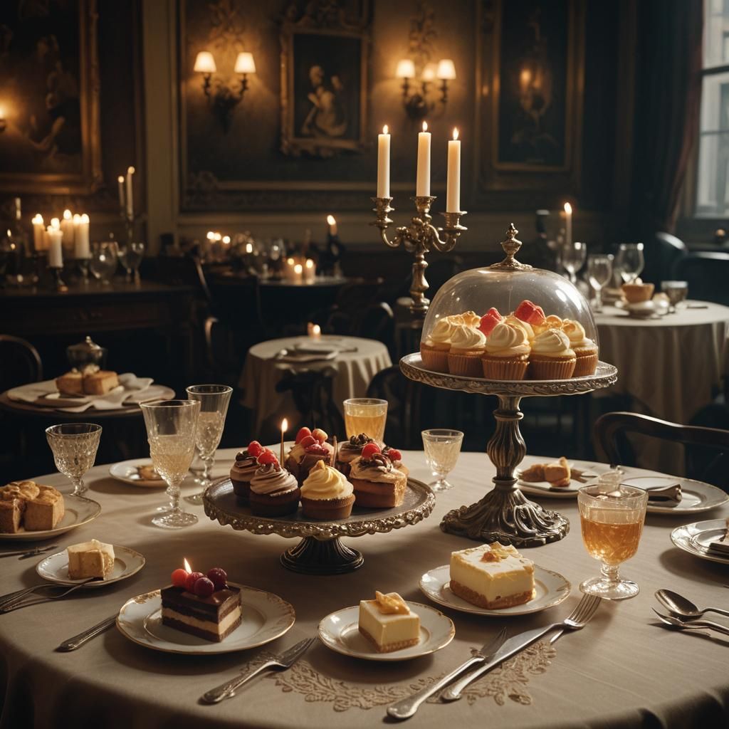 Opulent French Pastries in Moody Film Noir Style
