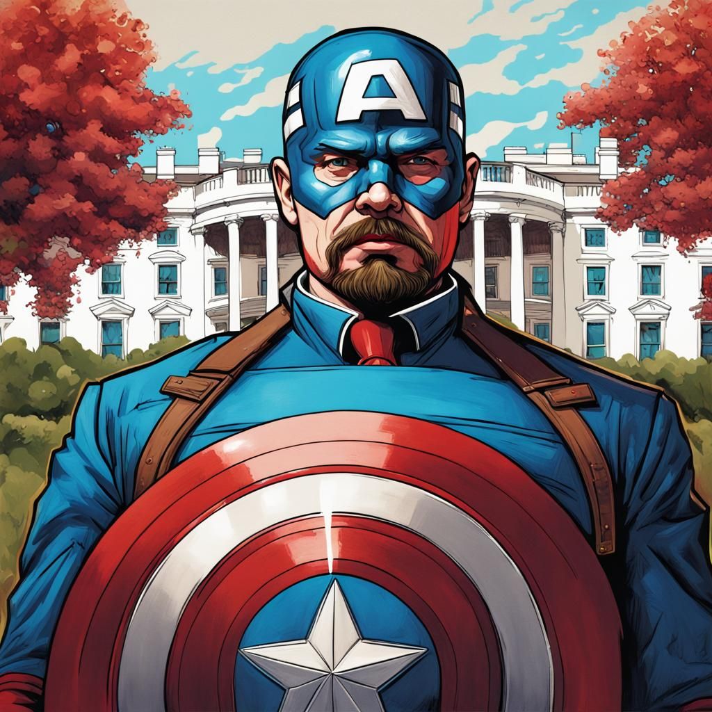 Lenin as Captain America: Street Art Style