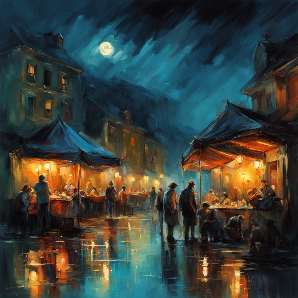 Post-Impressionist Nordic Night Market