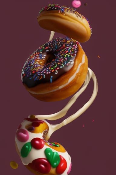 Glazed Sprinkled Doughnut in a Splash Art Style
