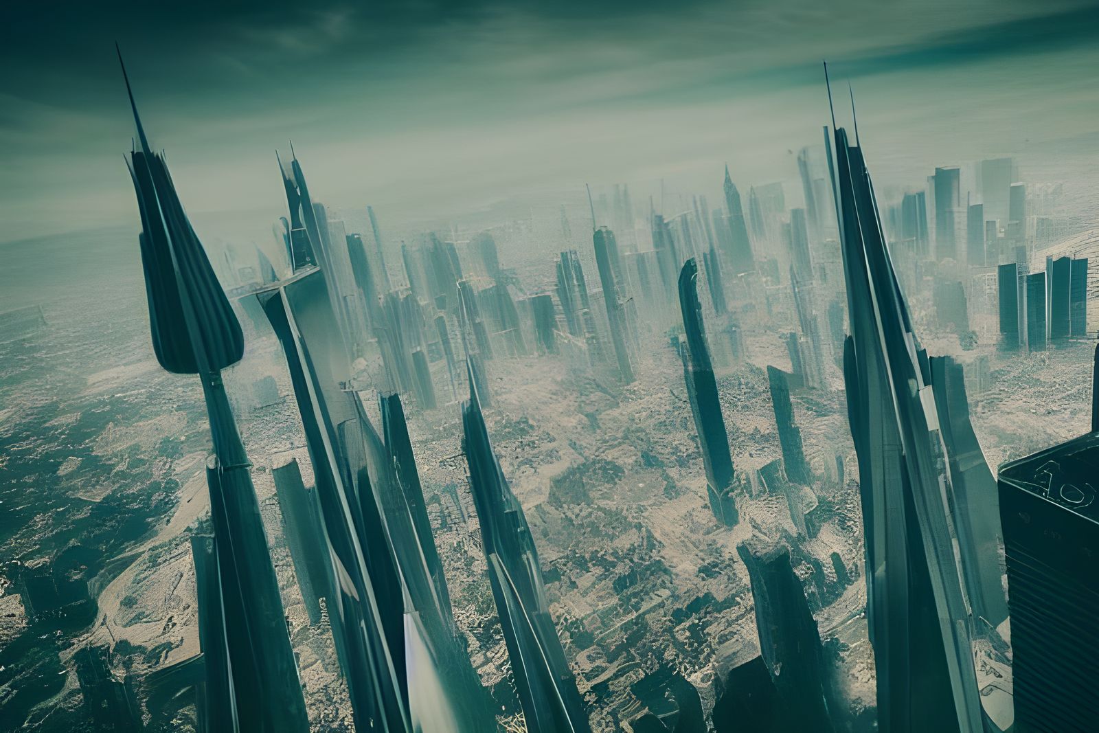 Futuristic Endless City: Bird's-Eye Perspective