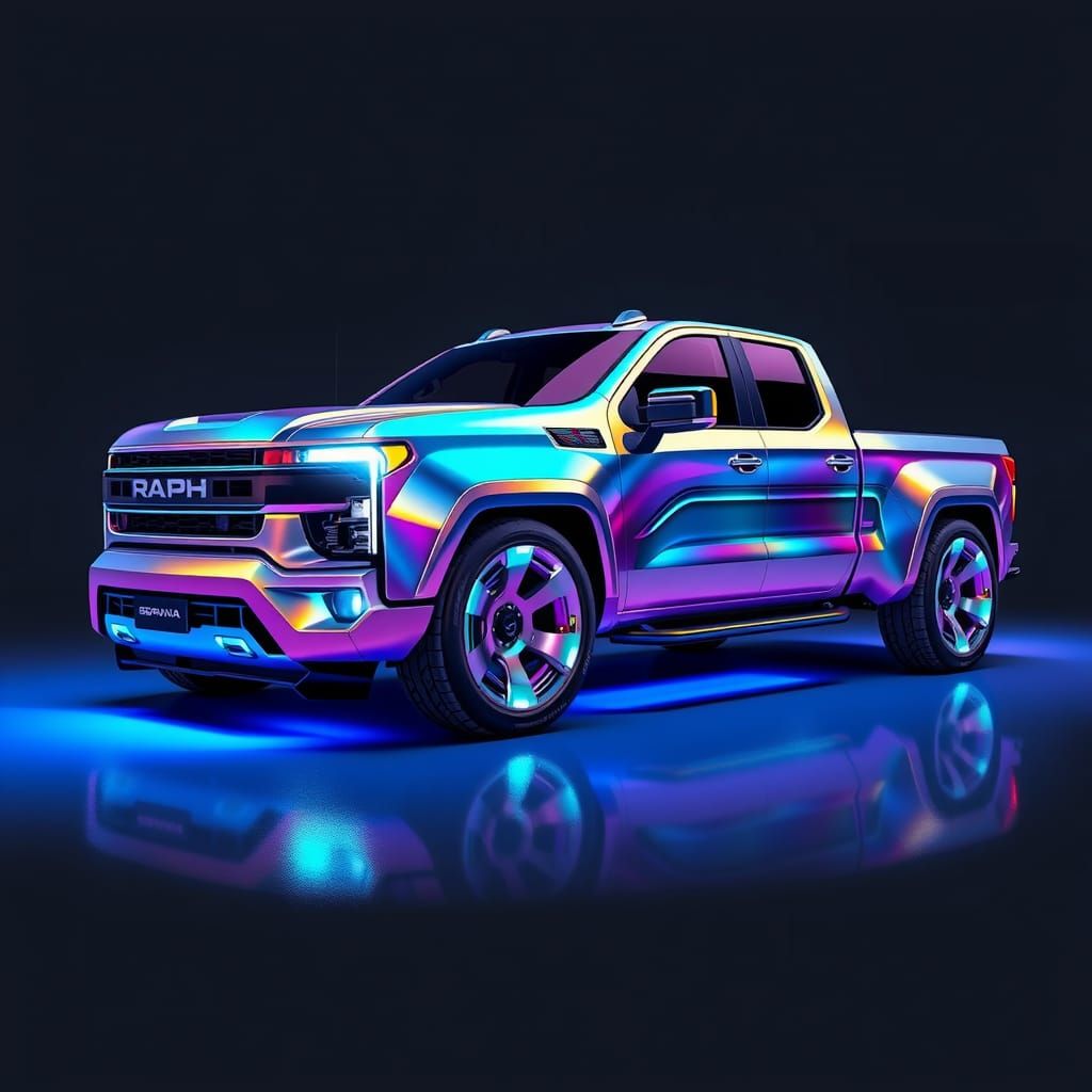 Futuristic Pickup Truck in Sorayama Style