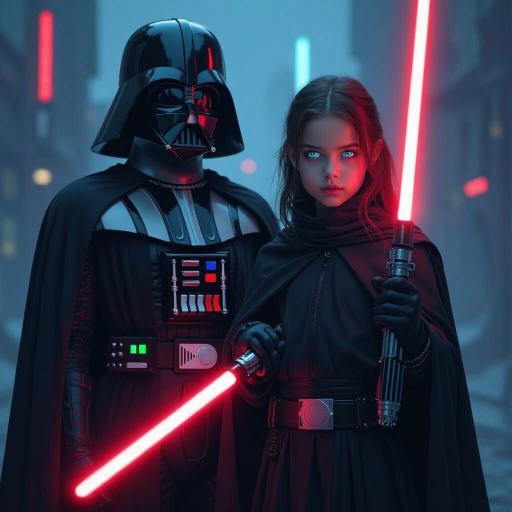 Young Sith Girl with Crimson Lightsaber