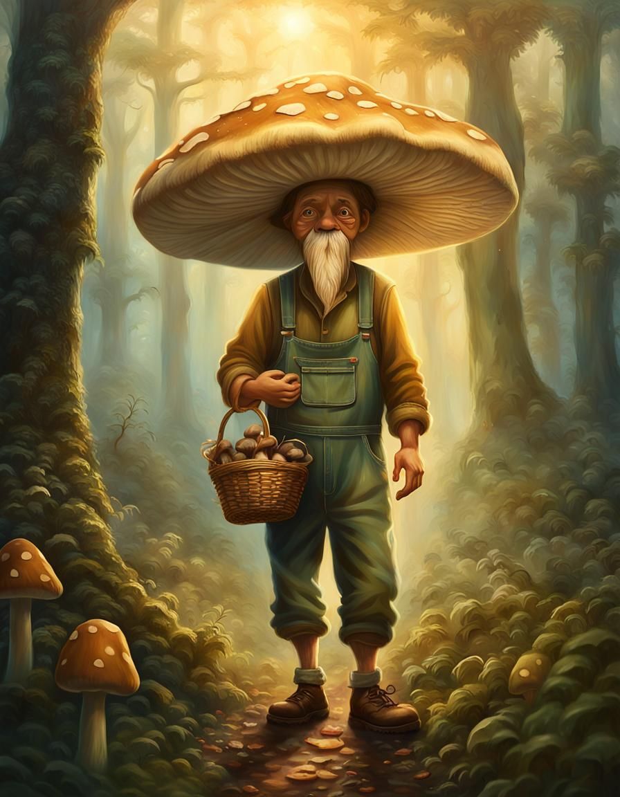 Comical Faerie in Dreamy Forest, Hyper-Detailed Oil Painting