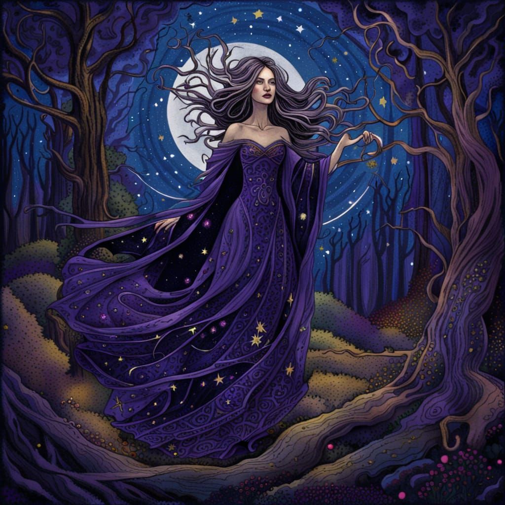 Mystical Witch Ritual Under Moonlight