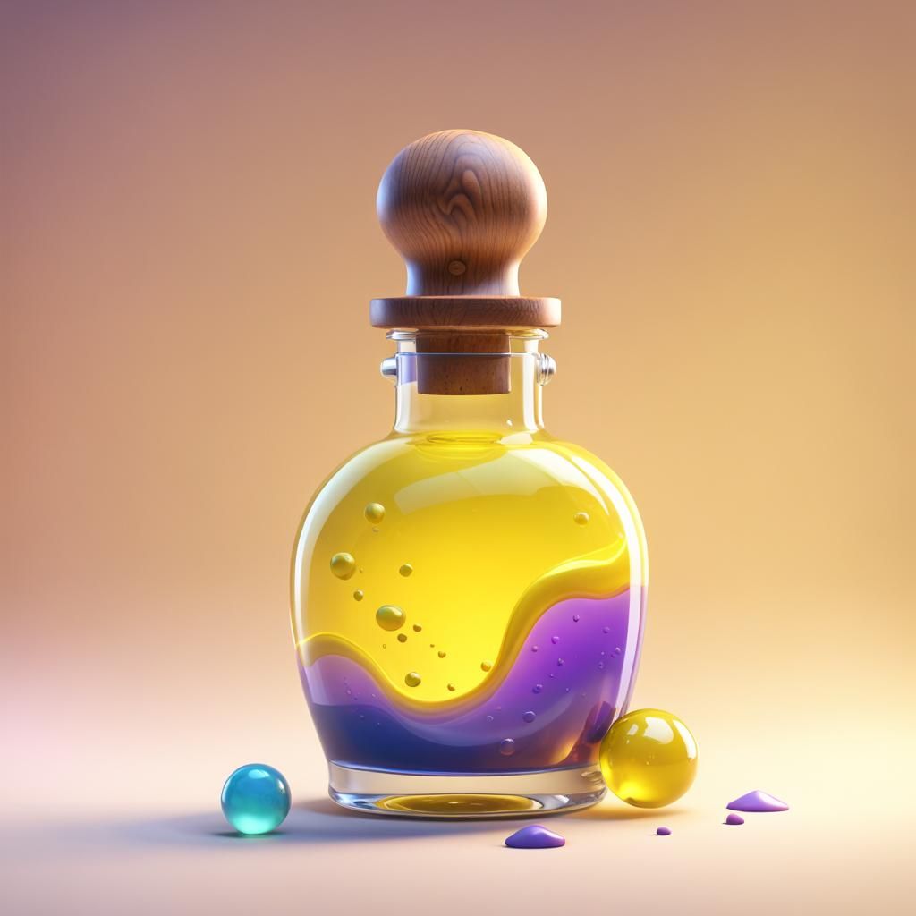 Cute Magic Potion Bottle in 3D Digital Art