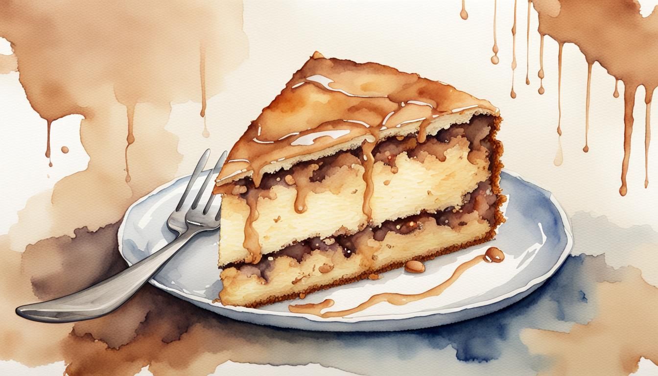 Coffee cake :: watercolor art :: fine details