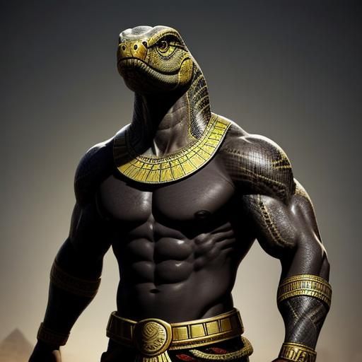 Egyptian Snake-Man in Realistic Fantasy Style
