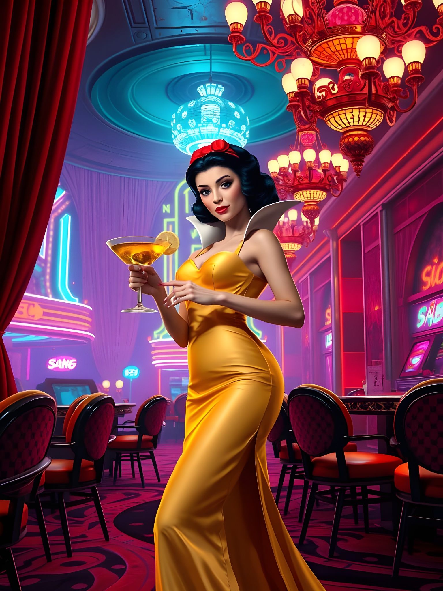 Snow White as a Sultry Bond Girl in a Deep, Fantastical Worl...