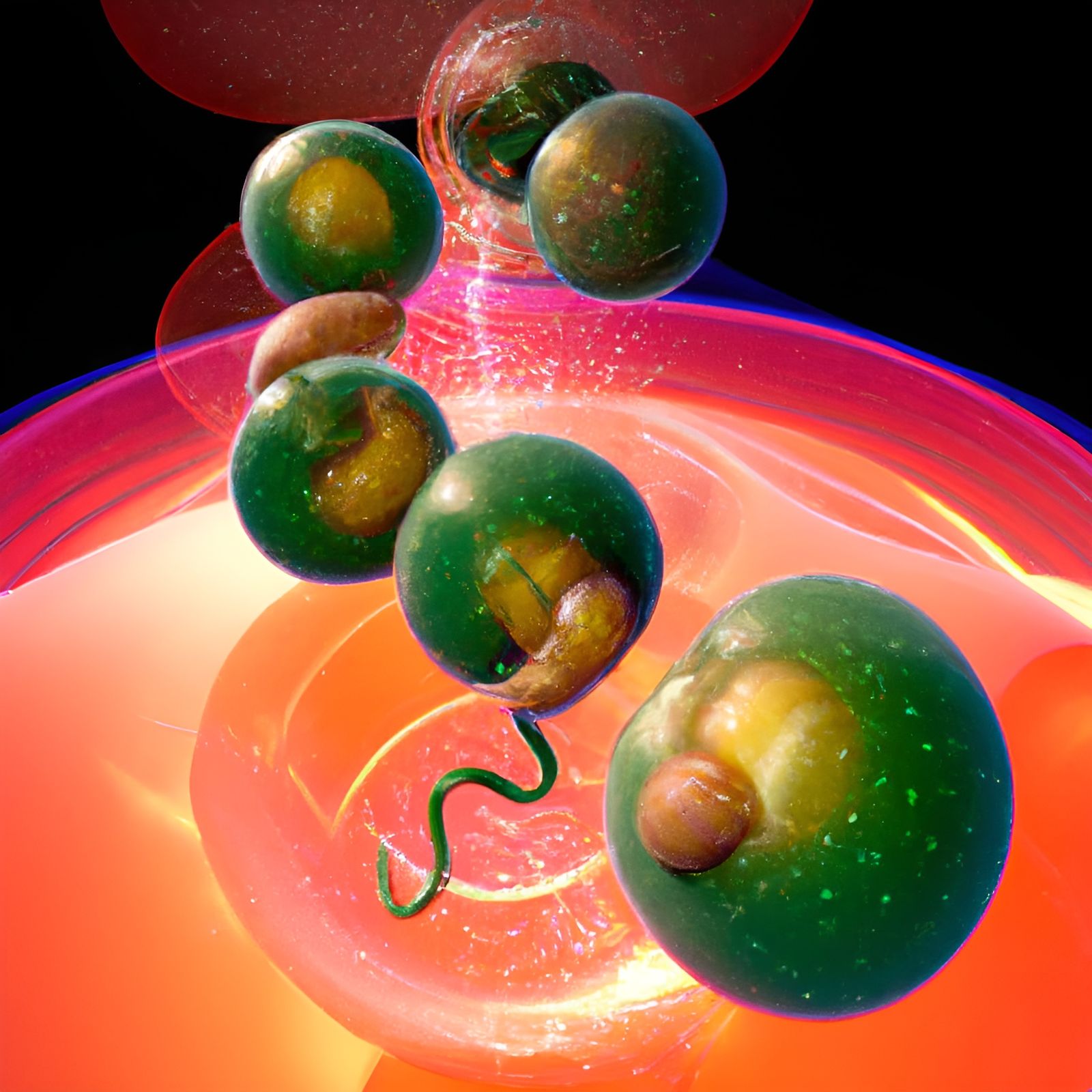 Vibrant Quantum Amoebas in Microscopic Bioscape