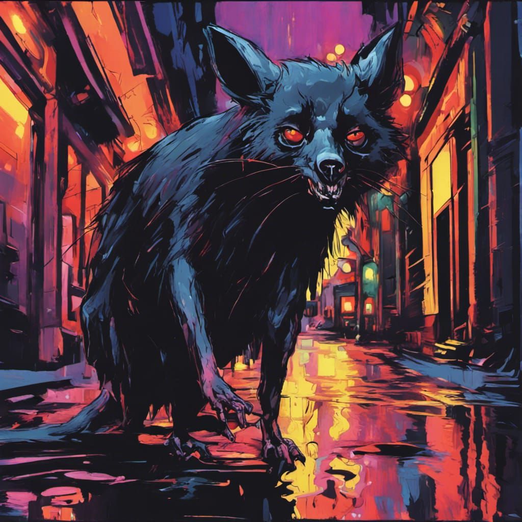 Death Possum Disintegrating in Expressionist Style