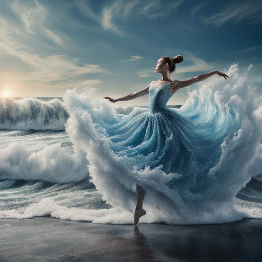Ballerina's Wave Dress: A Digital Painting