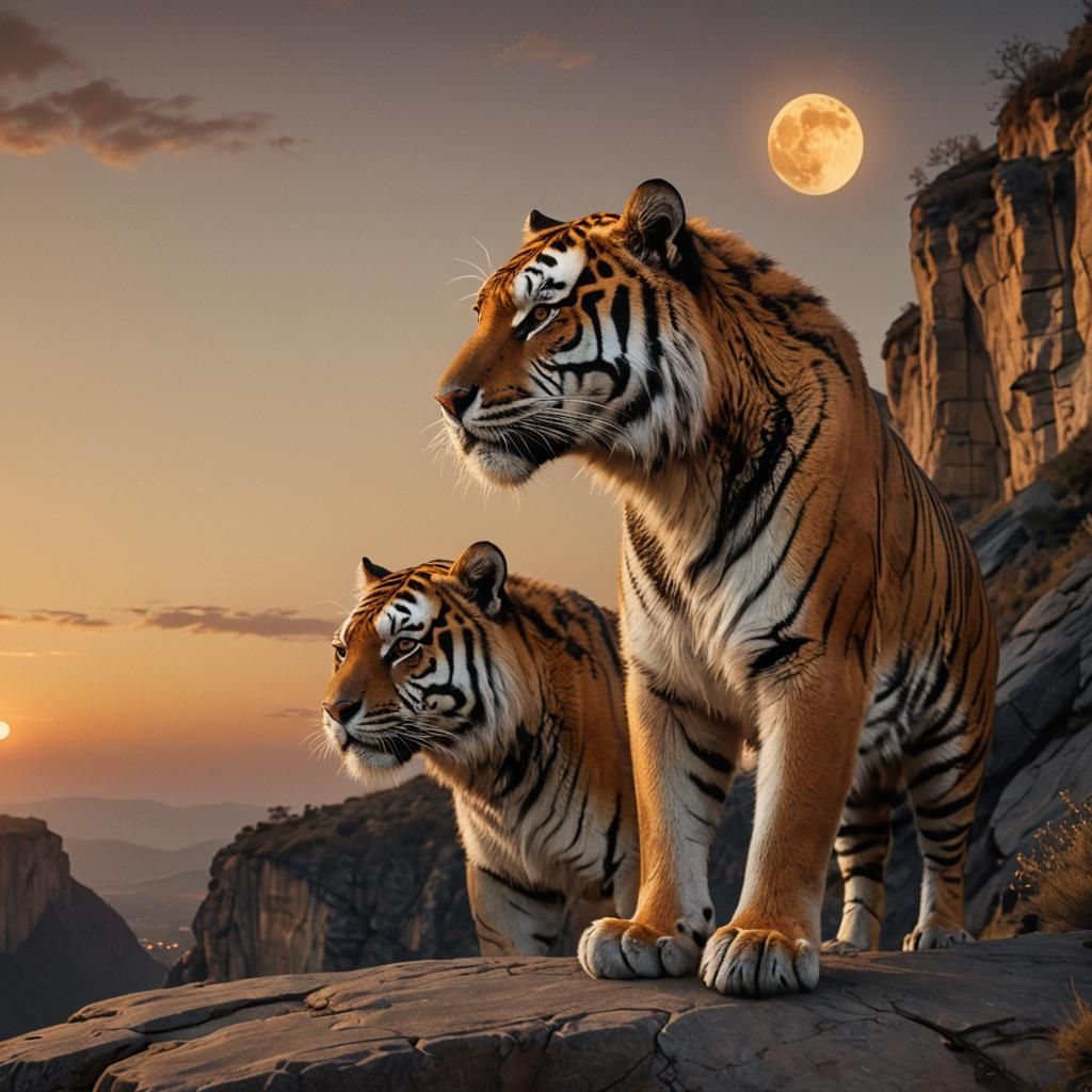 Tiger at Cliff Edge in Golden Light