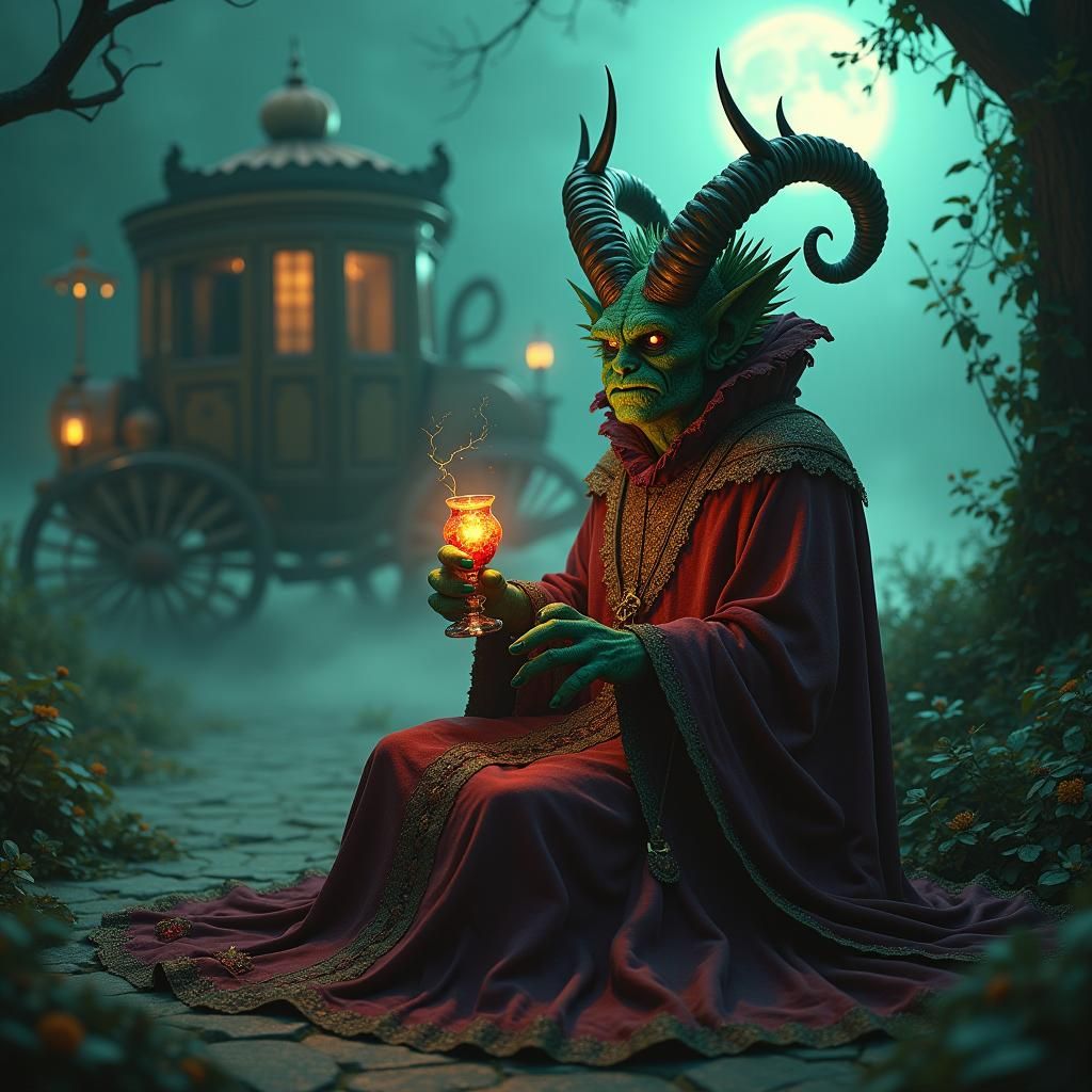 Regal Halloween Monster in Ruined Garden