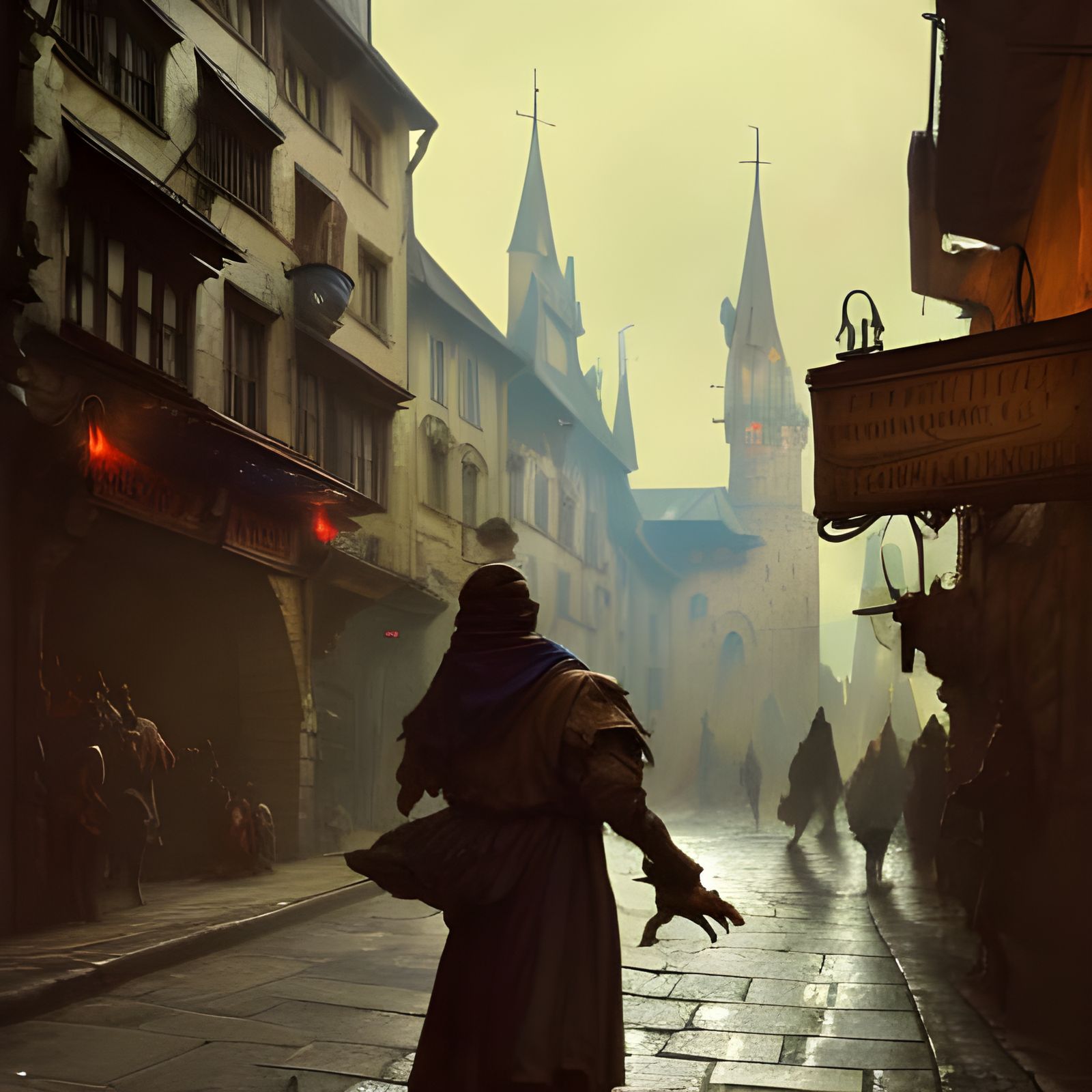 Medieval Beggar in Dark Fantasy Style