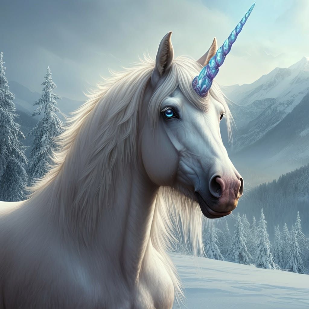 Siberian Unicorn in Ethereal Winter Wonderland
