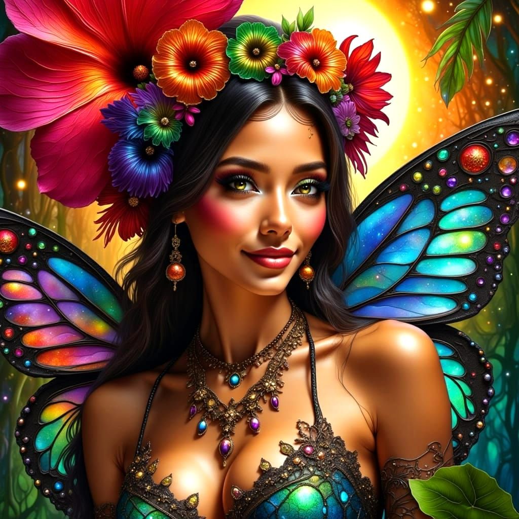 Mystical Fairy in Vibrant Twilight Lagoon