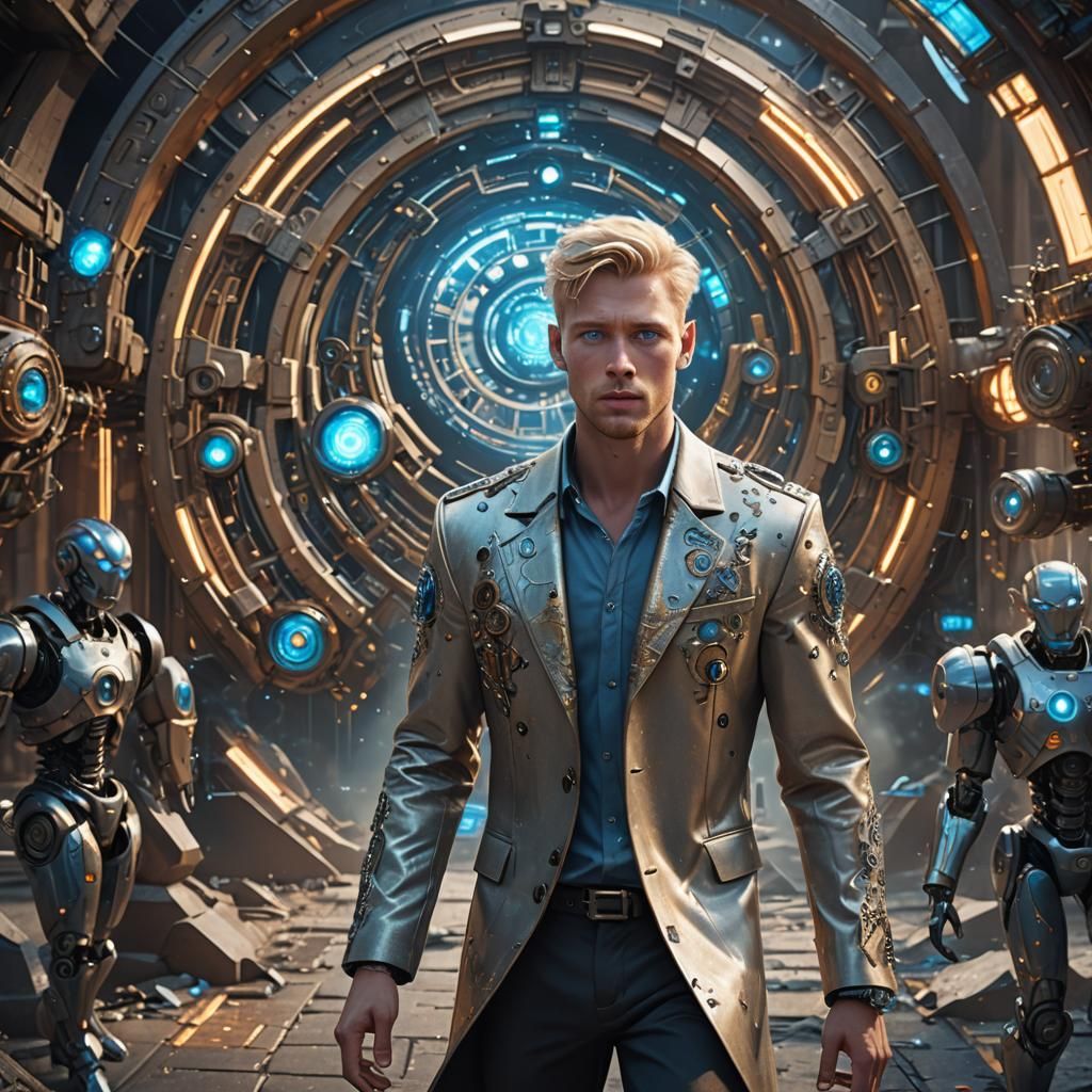 Man Emerges From Time Portal Into Robot Party