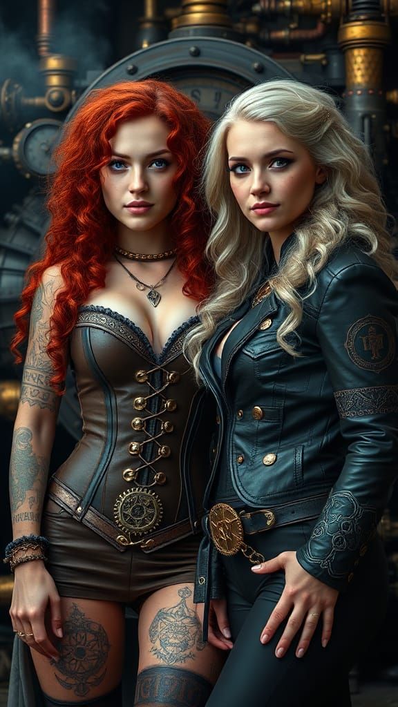 Nordic Viking Women in Steampunk Setting