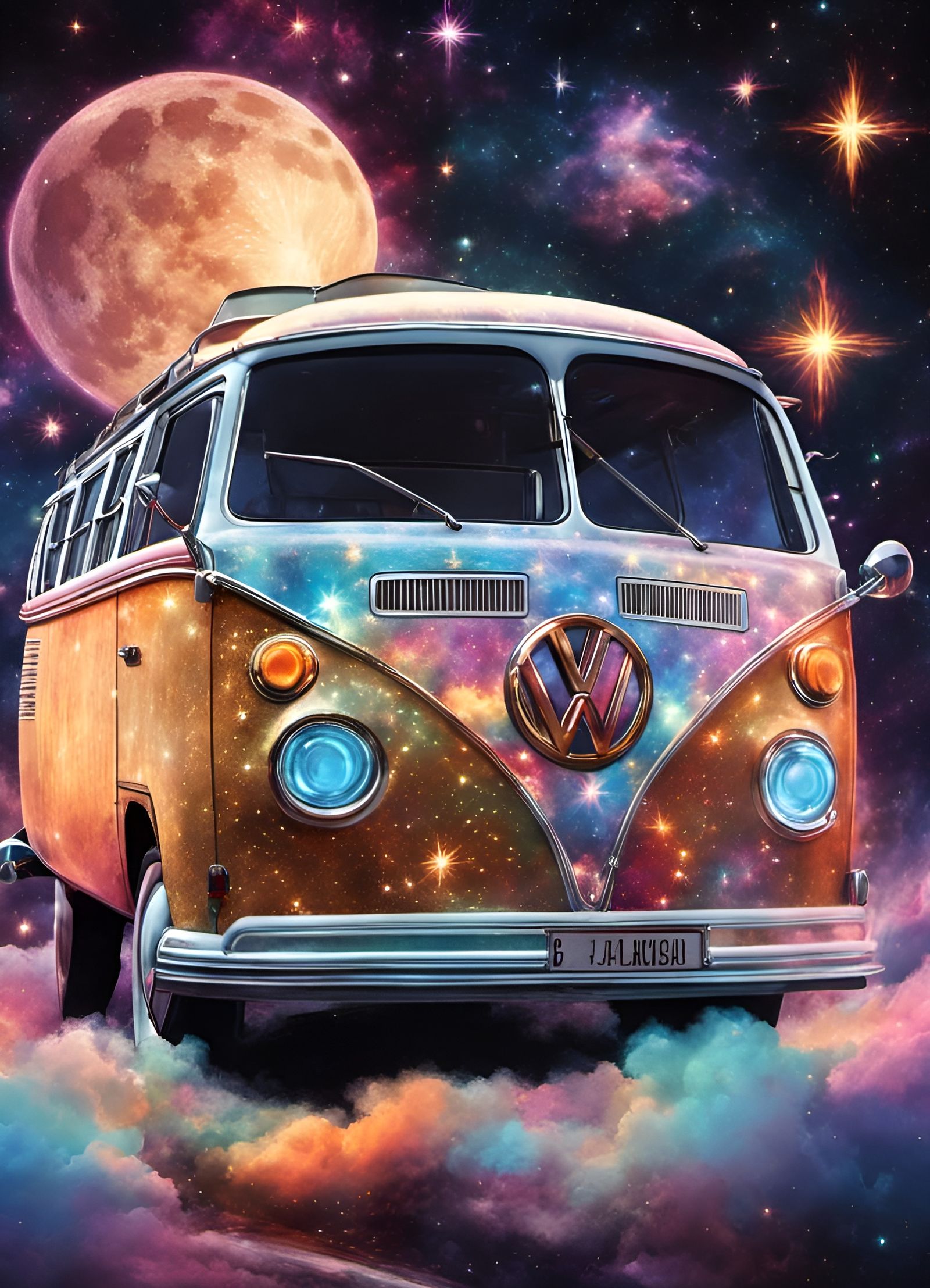Retro VW Bus in Space