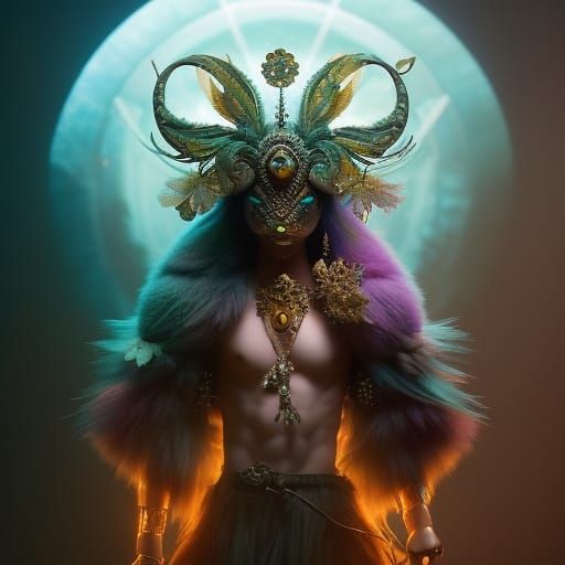 Majestic Druid in Celtic Masquerade: Detailed Digital Art