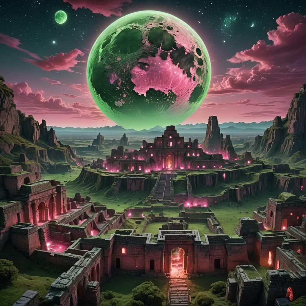 Green Moon Casts Ethereal Glow on Earth