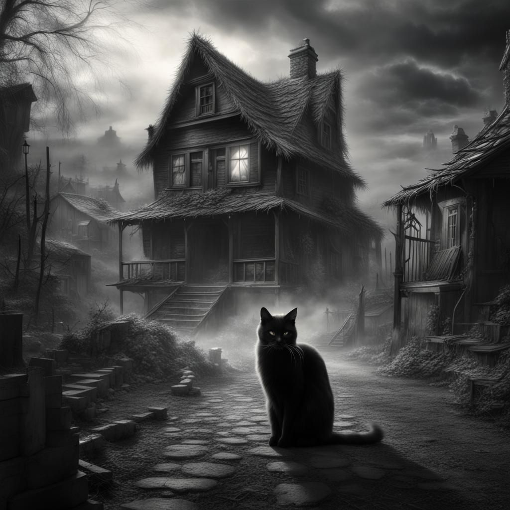 Cat-ghost in haunted village 🖤