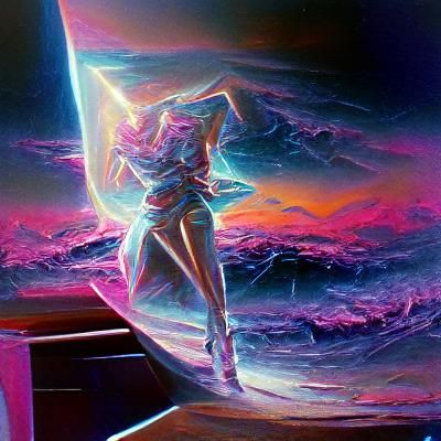 Celestial Being in Synthwave Neon Retro Style