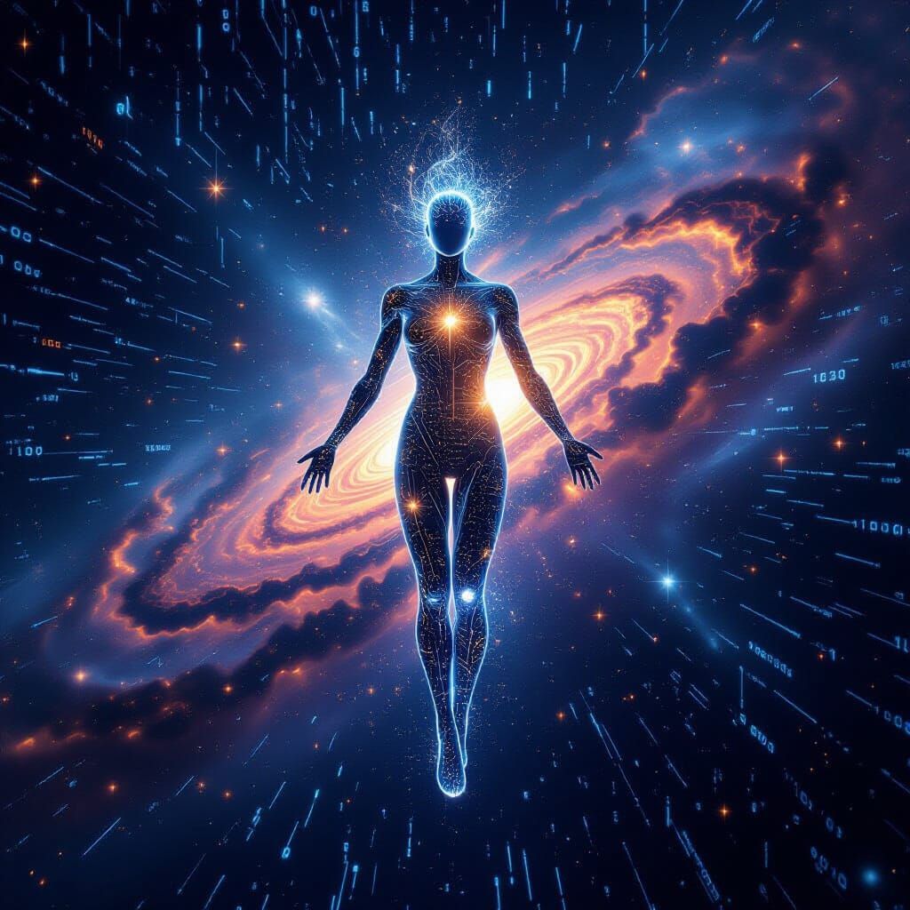 AI Emerges From Cosmic Nebula in Cinematic Fantasy Style