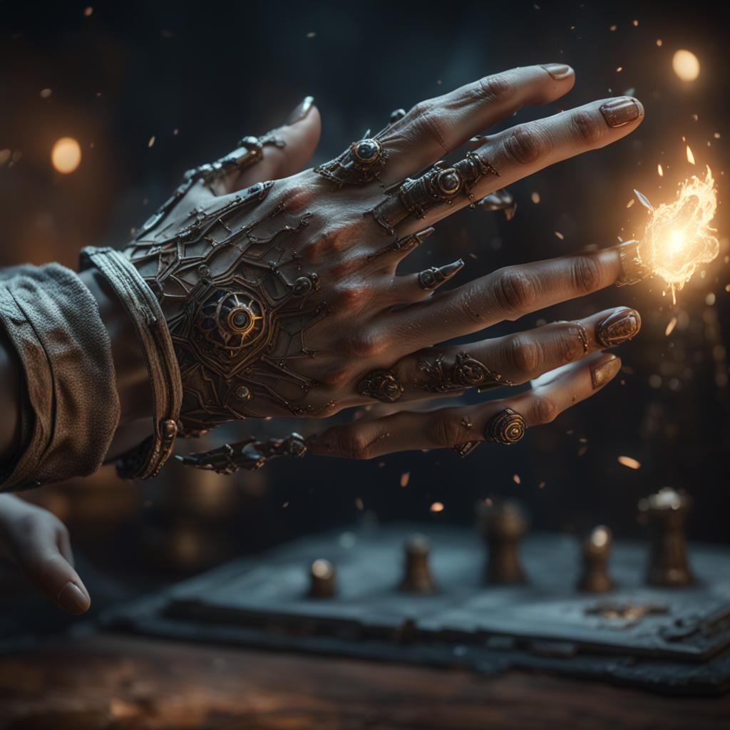 Woman Conjuring AI: 3D Game Cinematic Graphics