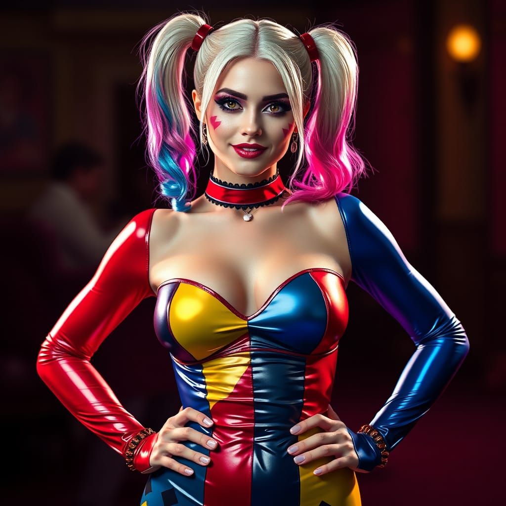 Radiant Harley Quinn in Vibrant Bodysuit