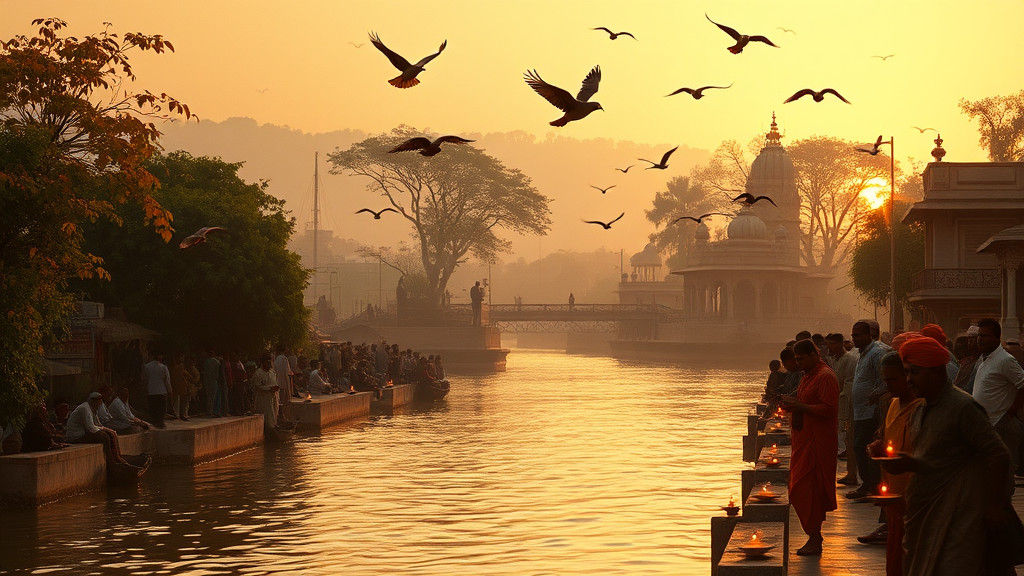 Majestic Sangam View in Golden Light