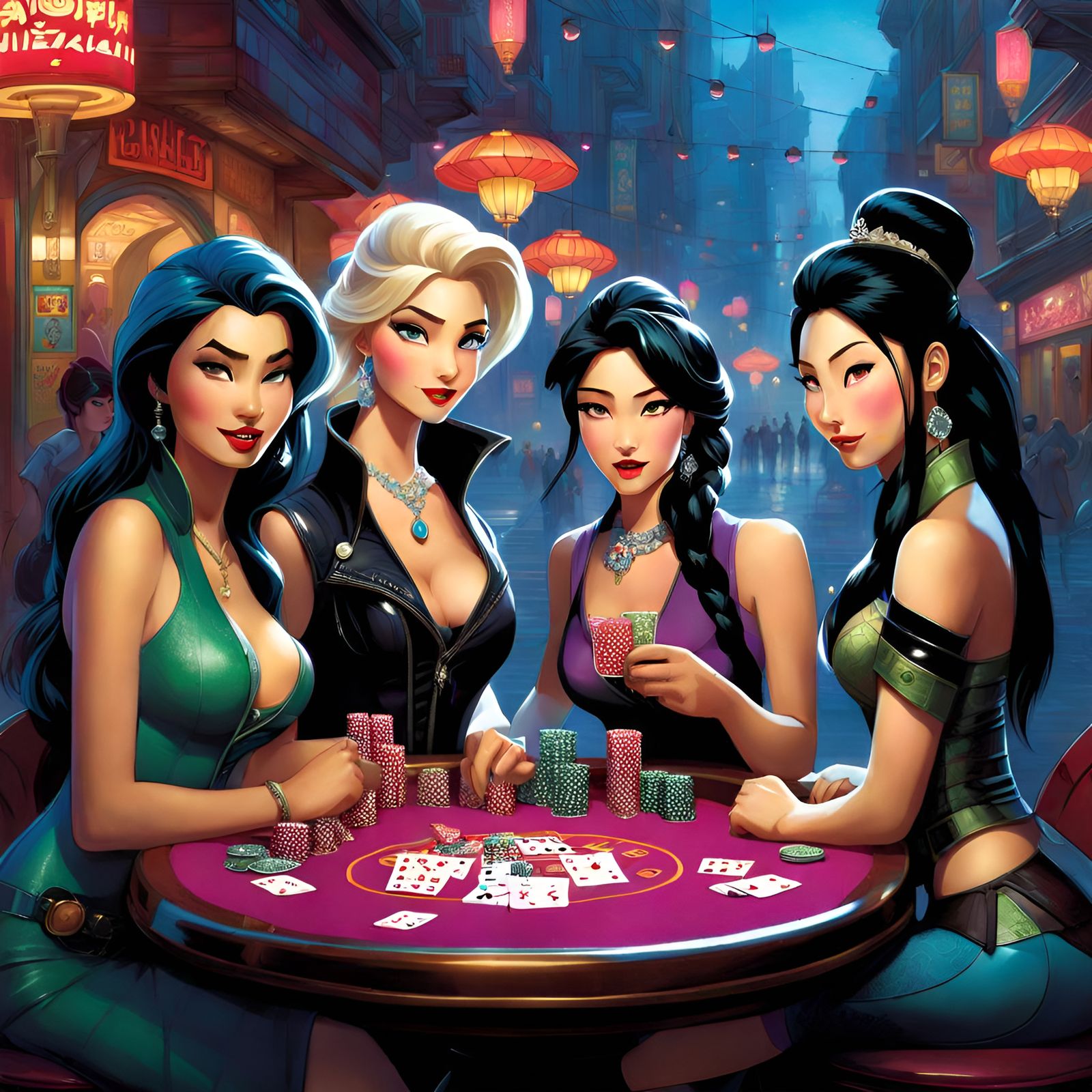 Disney Princesses as Anarchy Punk Chicks in a Nightclub Sett...