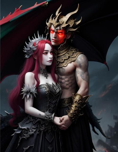 Romantic Dragon Queen and Chaos God Couple