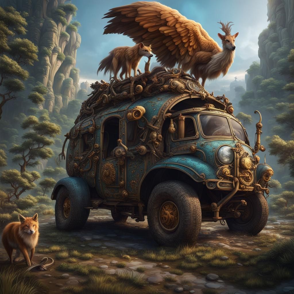 Fantastical Animals as Vehicles in Detailed Matte Painting