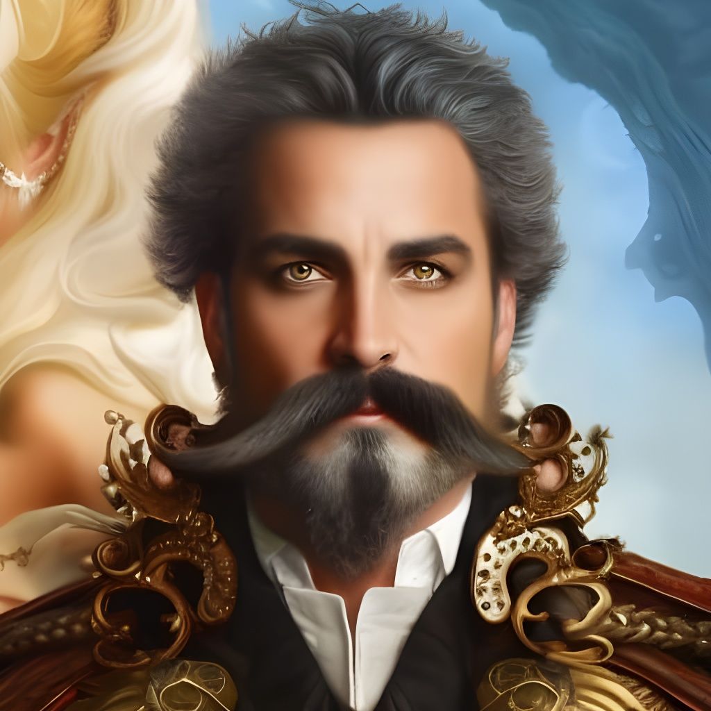 Victorian Man with Mustache: Detailed Matte Painting
