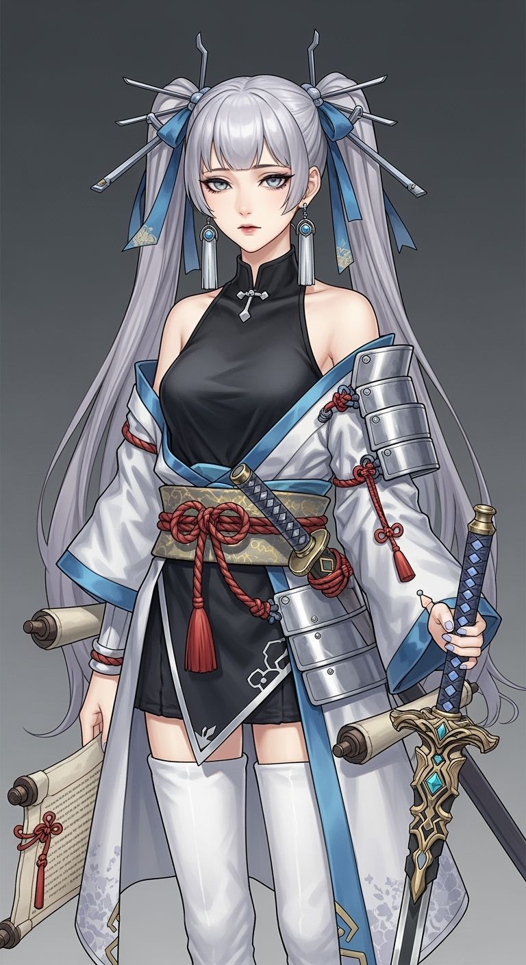 Elegant Woman in Sci-Fi Anime Style