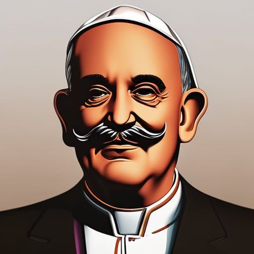 Hyperrealistic Pope with a Mustache Splash Art