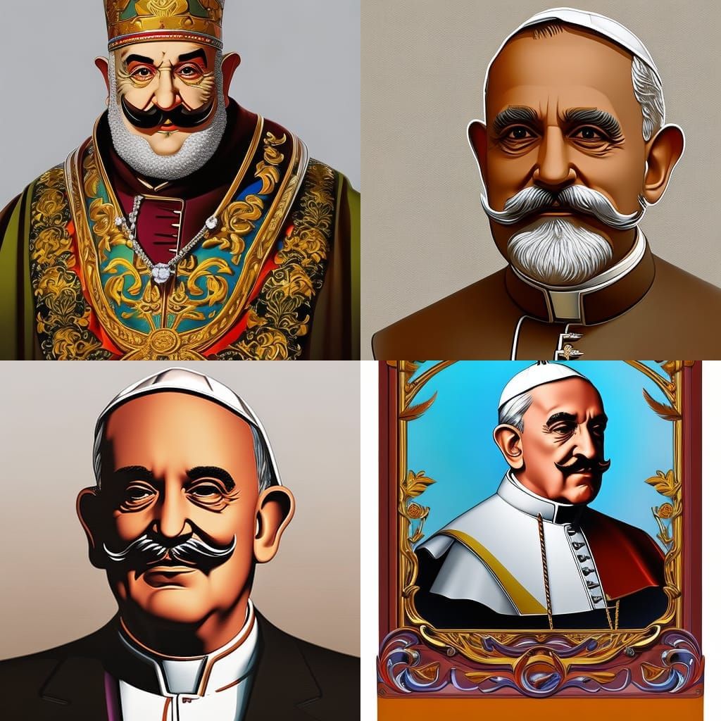 Hyperrealistic Pope with a Mustache in Splash Art