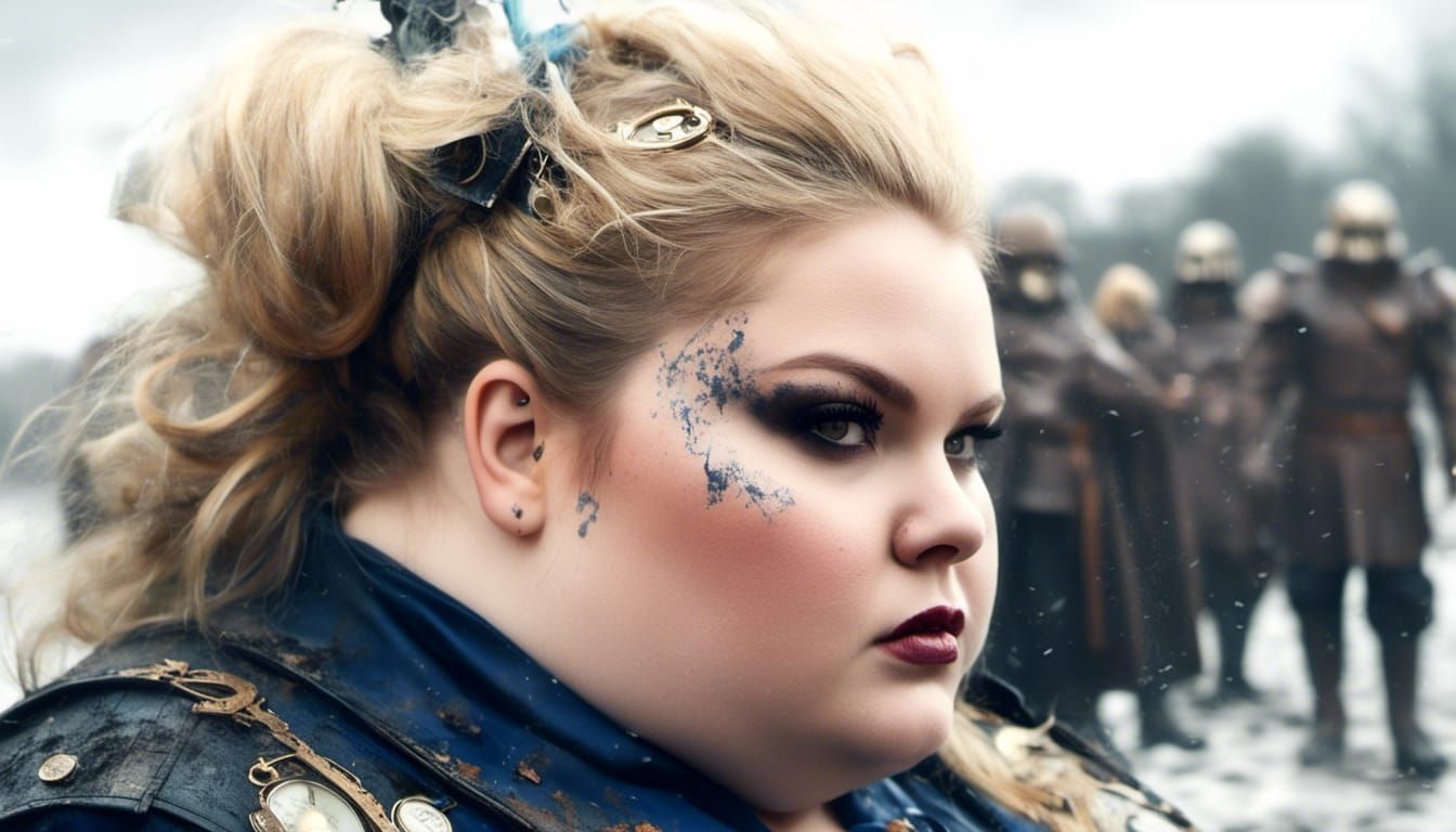 Steampunk Plus-Size Warrior in Blue Latex Outfit