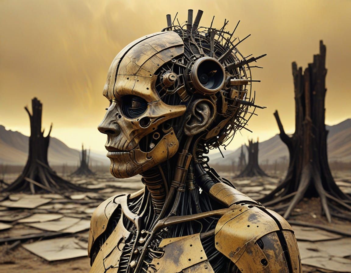 A Gaunt Figure in a Barren Landscape