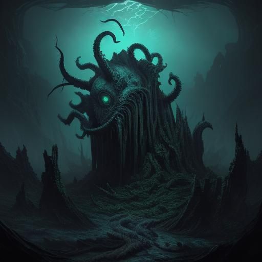 Lovecraftian Cuthulu Portrait in Surrealist Style