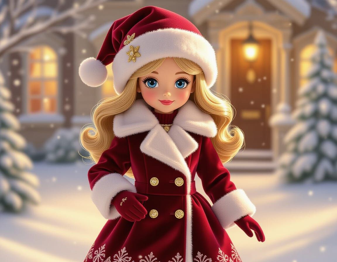 Victorian Barbie Celebrates Winter in Anime Style