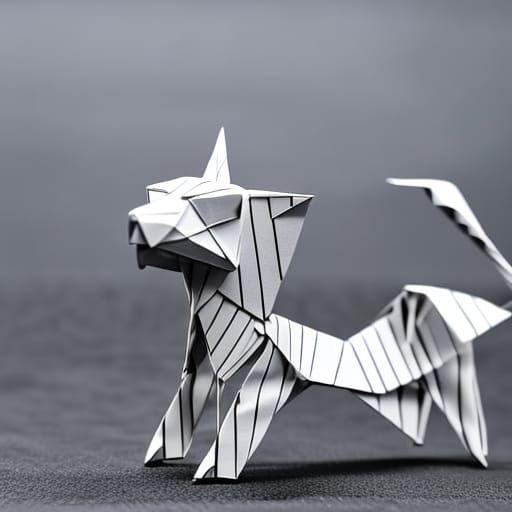 Origami Dalmatian Papercraft in 8K Resolution