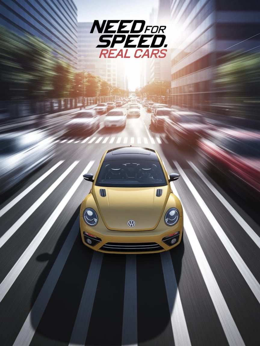 Yellow Beetle Drifting: Need for Speed Game Poster