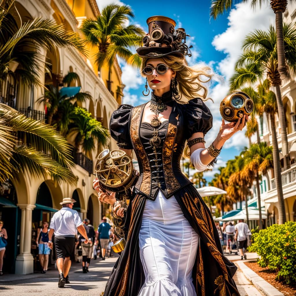 Hebe Among Mortals in Palm Beach: Steampunk Style