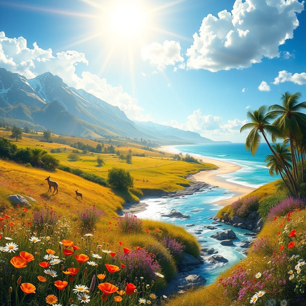 Idyllic Valley Landscape in Vibrant Colors
