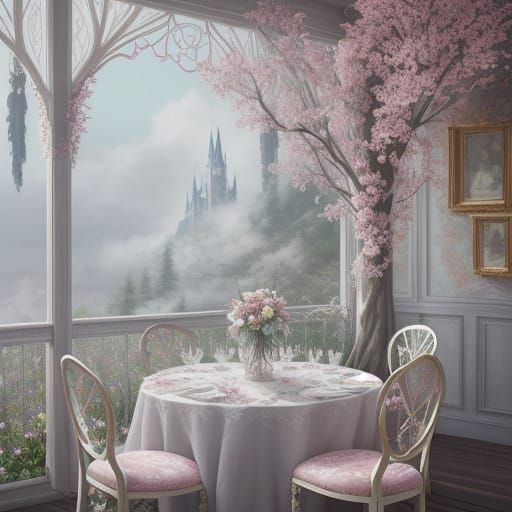 Majestic Cherry Cake in Enchanted Garden Setting