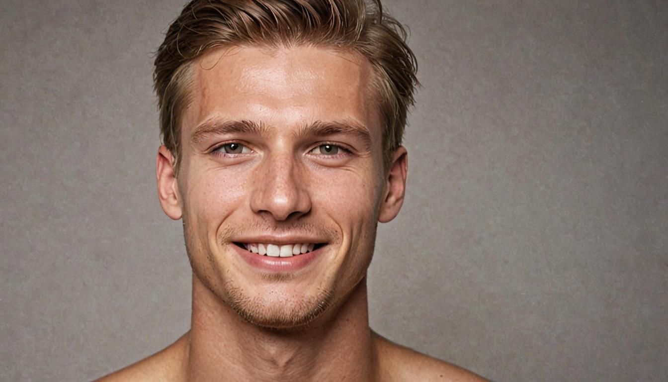 Photorealistic Portrait of Smiling Latvian Male Model